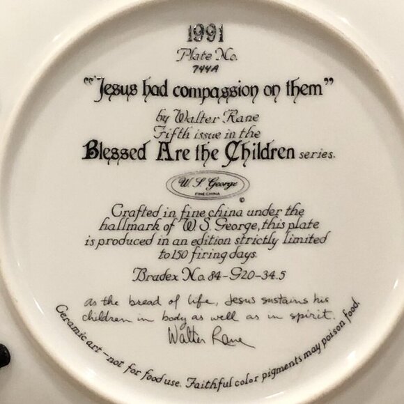 5-Walter Rane Collector series 1990-91 "Blessed Are The Children"Plates Numbered - Picture 9 of 15